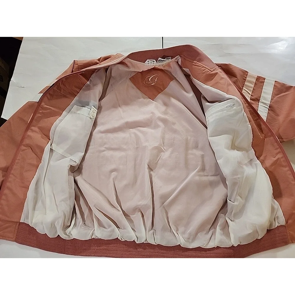 Vintage Gabicci Color Block‎ Bomber Jacket Retro Striped Casual Coat Lg